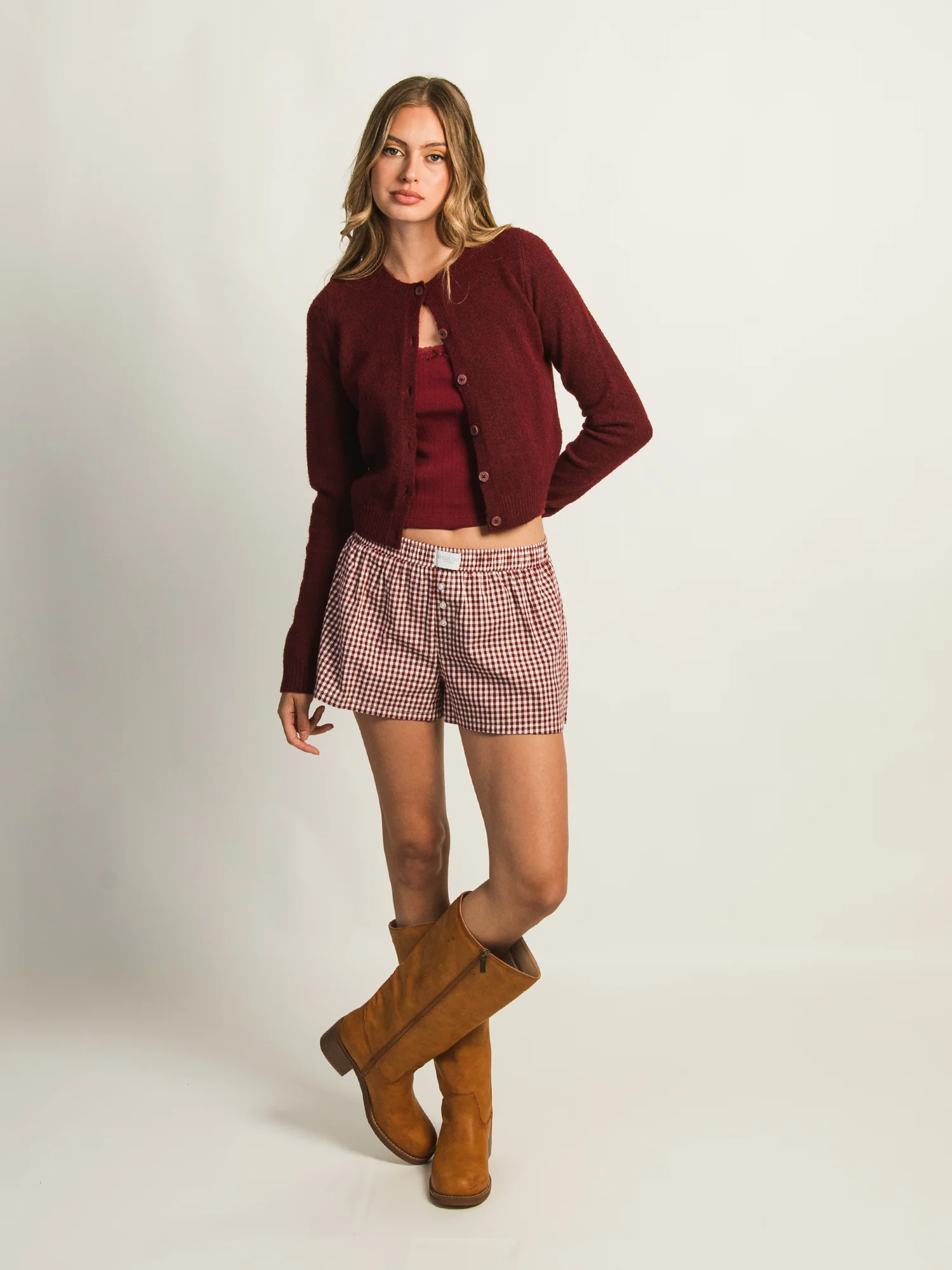 HARLOW COLLINS CARDIGAN - BURGUNDY - Image 3
