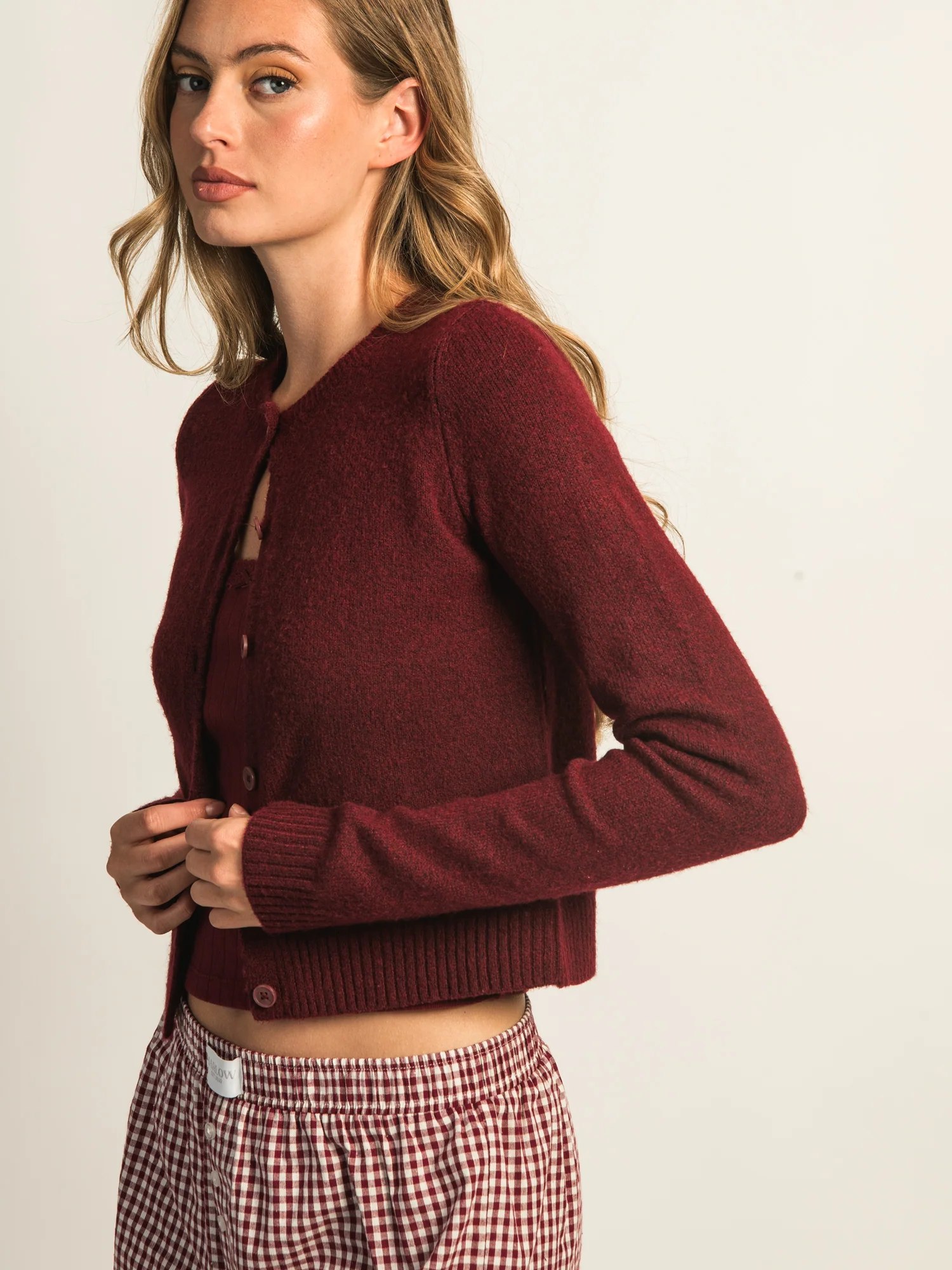 HARLOW COLLINS CARDIGAN - BURGUNDY - Image 6
